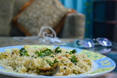 Close-up of meal served in plate