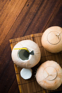 High angle view of food on table