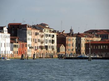 View of cityscape against clear sky