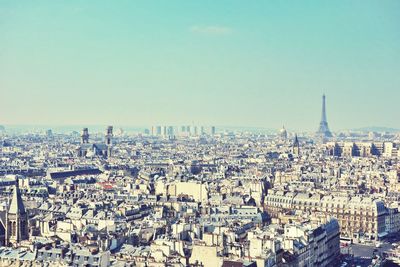 Cityscape against clear sky