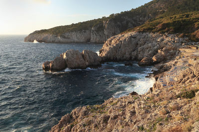 Capri island, evening at the cape of punta carena