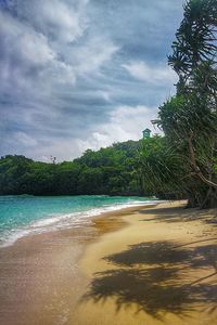 Scenic view of beach against sky