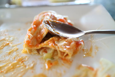 Close-up of meal served in plate