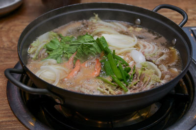 Close-up of soup in bowl