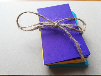 High angle view of envelopes on table