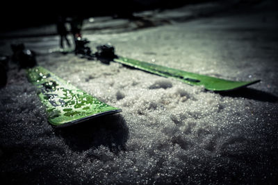 Close-up of leaf in water