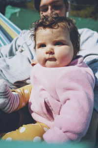 Cute baby girl with father