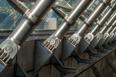 Low angle view of pipes in factory