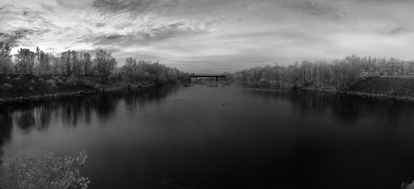 Scenic view of lake against sky