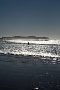 Scenic view of sea against clear sky