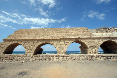 Ancient roman aqueduct at caesarea in israel