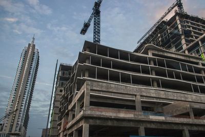 Low angle view of built structure against sky