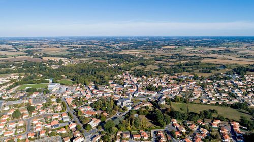 High angle view of townscape against sky