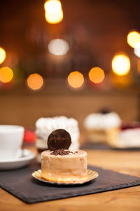 Close-up of dessert on table