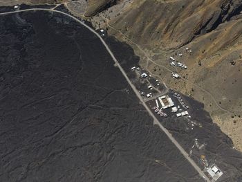 High angle view of road amidst land