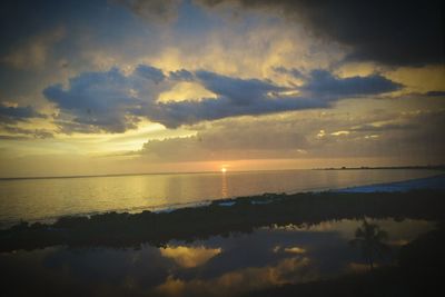 Scenic view of sea against sky at sunset