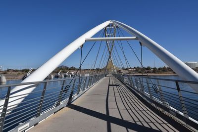 Perspective view of pedestrian bridge over the salt river in tempe arizona