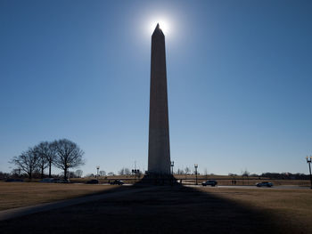 Low angle view of monument against clear sky