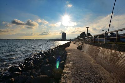 Panoramic view of sea against sky during sunset