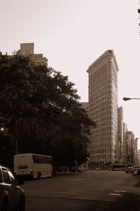 View of buildings against clear sky