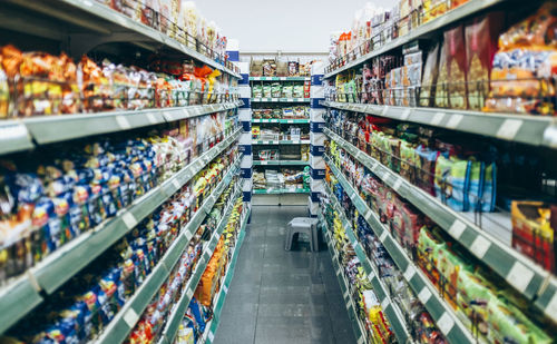 View inside a supermarket aisle