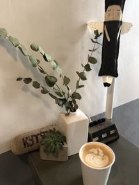Coffee cup on table at home