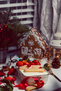 Close-up of food on table