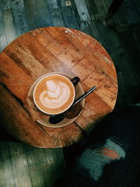 High angle view of coffee on table