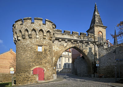 Low angle view of historical building against clear sky