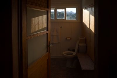 Open door of building