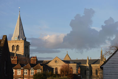 Panoramic view of buildings in city against sky