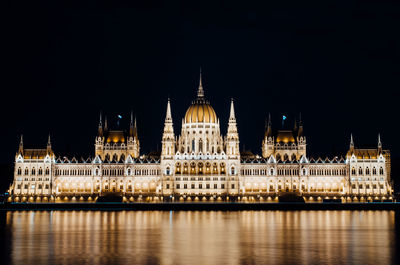 Illuminated buildings at night