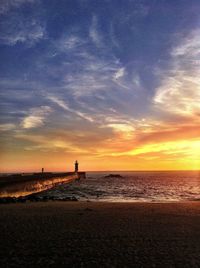 Scenic view of sea at sunset