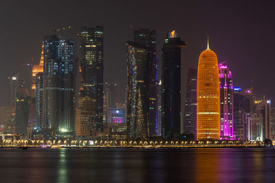 The panoramic skyline of doha city . doha buildings and landmark