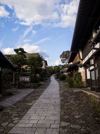 Empty alley amidst buildings in city