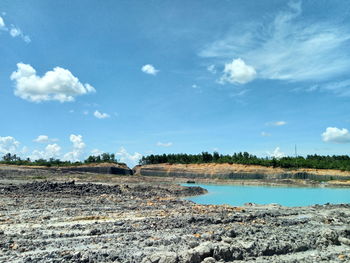 Scenic view of land against sky