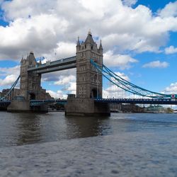 Low angle view of suspension bridge