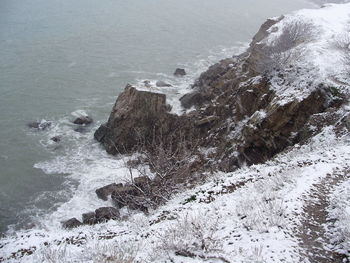 High angle view of sea shore