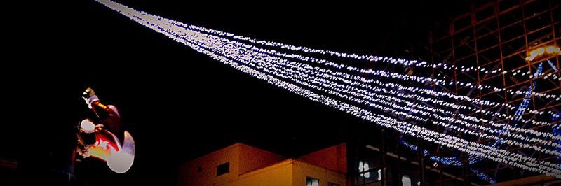 Low angle view of illuminated building