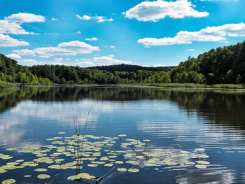 Scenic view of lake against sky