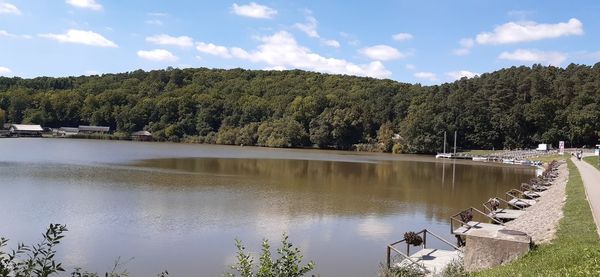 Scenic view of lake against sky