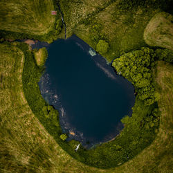 High angle view of golf course