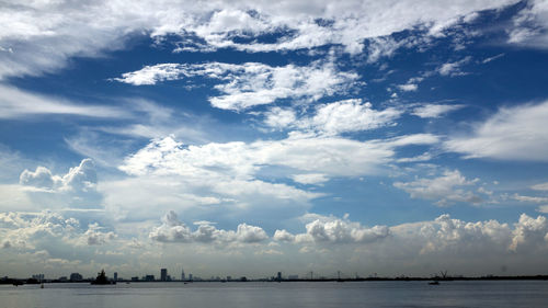Scenic view of sea against cloudy sky