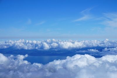 Aerial view of clouds against blue sky