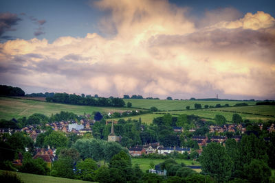 Scenic view of townscape against sky