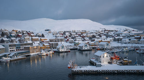 Harbour view of honningsvag city