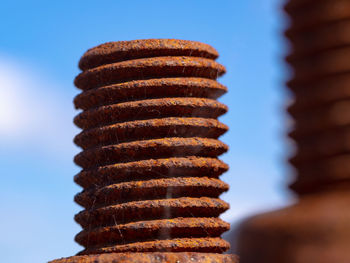 Close-up of stack on table