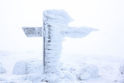 Close-up of ice against sky