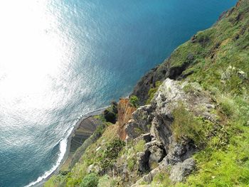 Scenic view of sea against cloudy sky