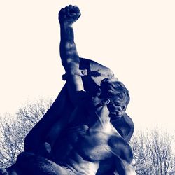 Low angle view of statue against clear sky